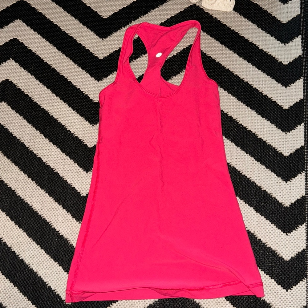 Lululemon Bright Coral Pink Racerback Long Tank Top Size 4 Small